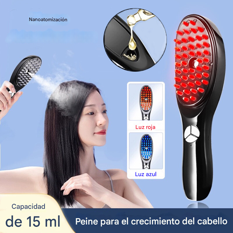 CEPILLO MASAJEADOR PELO Peine nanospray, de luz roja y azul, crecimiento Y prevencion caída - Imagen 9