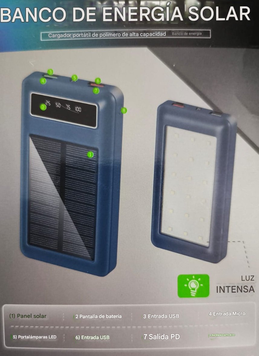 POWERBANK SOLAR 30000mAh Lampara - Imagen 5