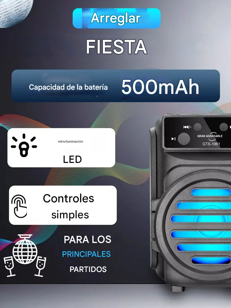 PARLANTE Portátil Inalámbrico Bluetooth Fm Tf Recargable Rg 2x45mil - Imagen 6
