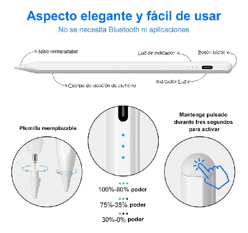 LAPIZ Pluma Stylus Universal ios Tablet Android windows Lapiz capacitivo activo - Imagen 2