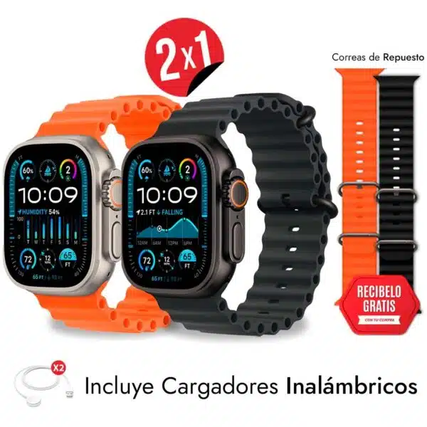 RELOJ smart wathc ME03 ultra max 2.01"Promo 2 correas