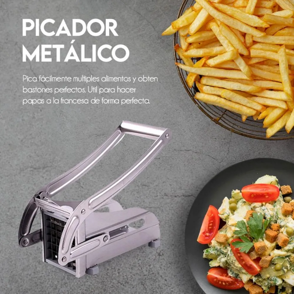 CORTADOR rebanador de vegetales y picador papas metal - Imagen 2