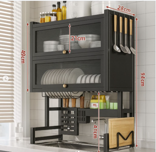 PLATERO ESCURRIDOR 2 Gabinete Negro 90x28x85cm