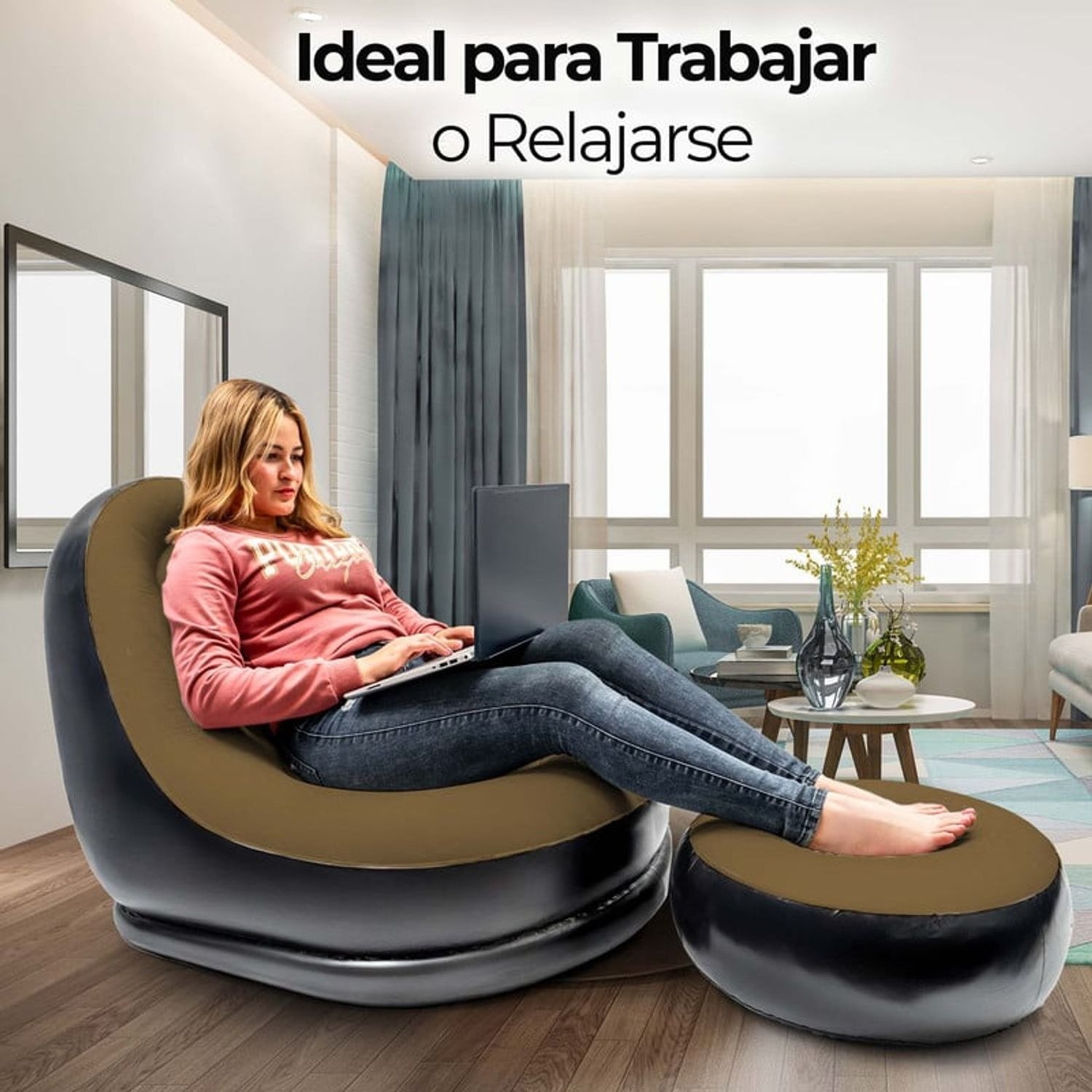 SOFA INFLABLE SENCILLO con reposapies + soplador mu-in01 - Imagen 3