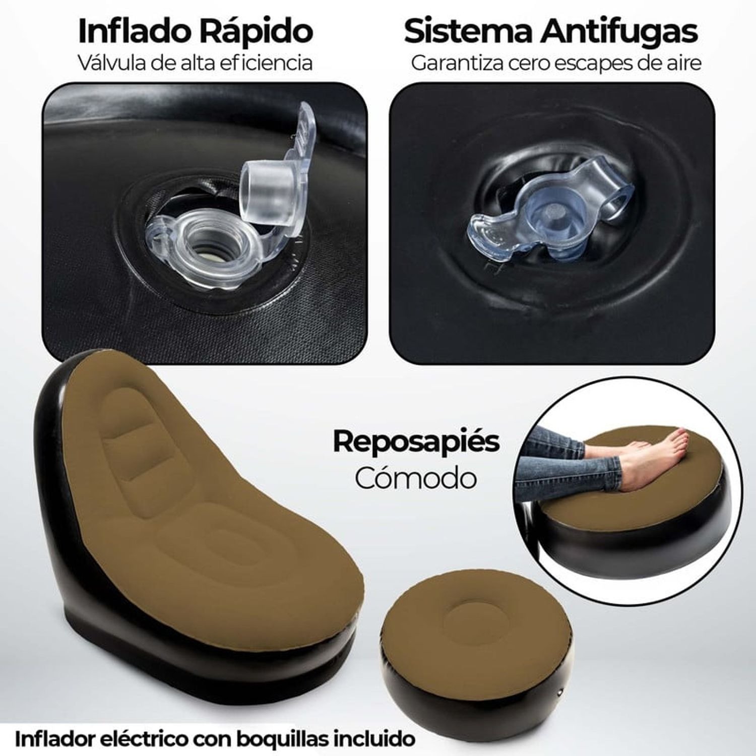 SOFA INFLABLE SENCILLO con reposapies + soplador mu-in01 - Imagen 5
