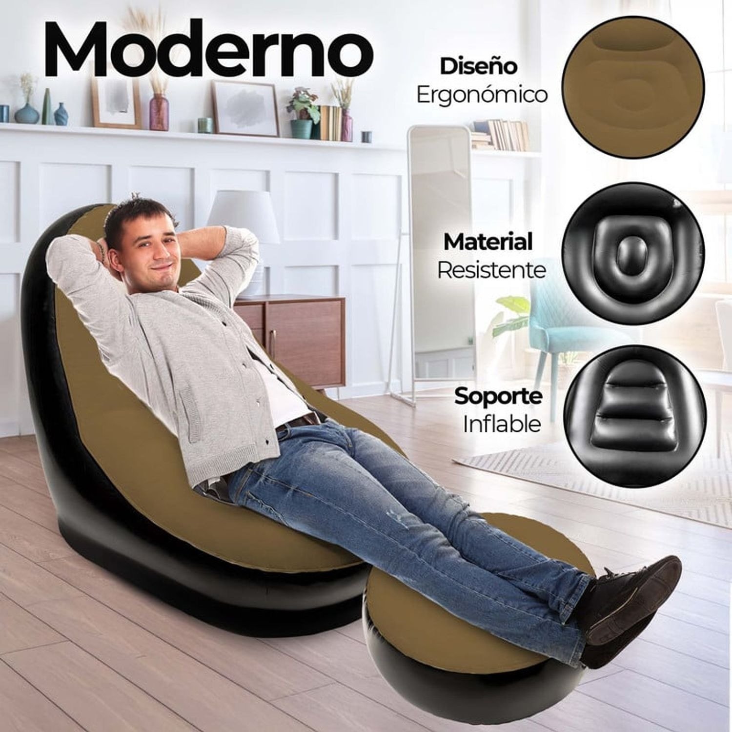 SOFA INFLABLE SENCILLO con reposapies + soplador mu-in01 - Imagen 4