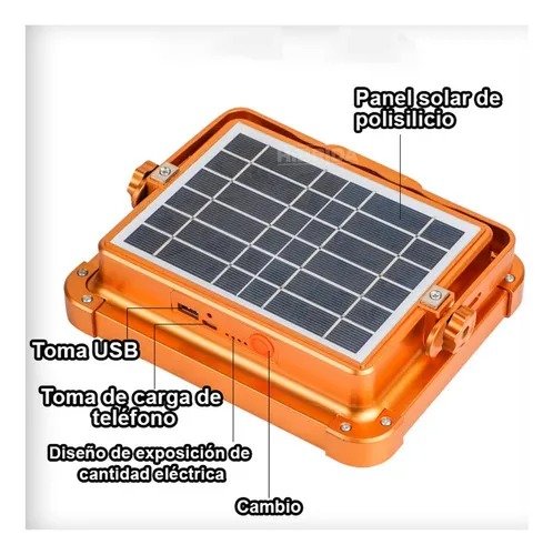 REFLECTOR Panel Solar Powerbank camping Naranja 38led 15h - Imagen 4