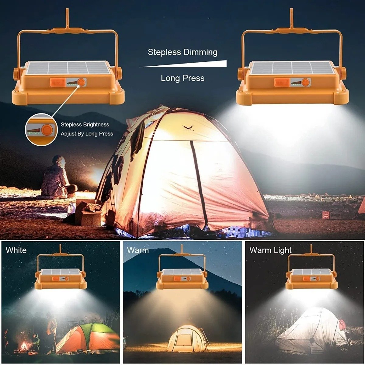 REFLECTOR Panel Solar Powerbank camping Naranja 38led 15h - Imagen 5