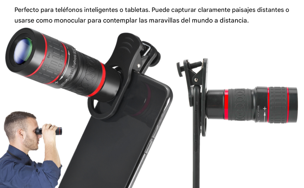 TELESCOPIO para Lente de la cámara del teléfono celular,zoom 20X, WYJ-20X telescope mobile phone - Imagen 8