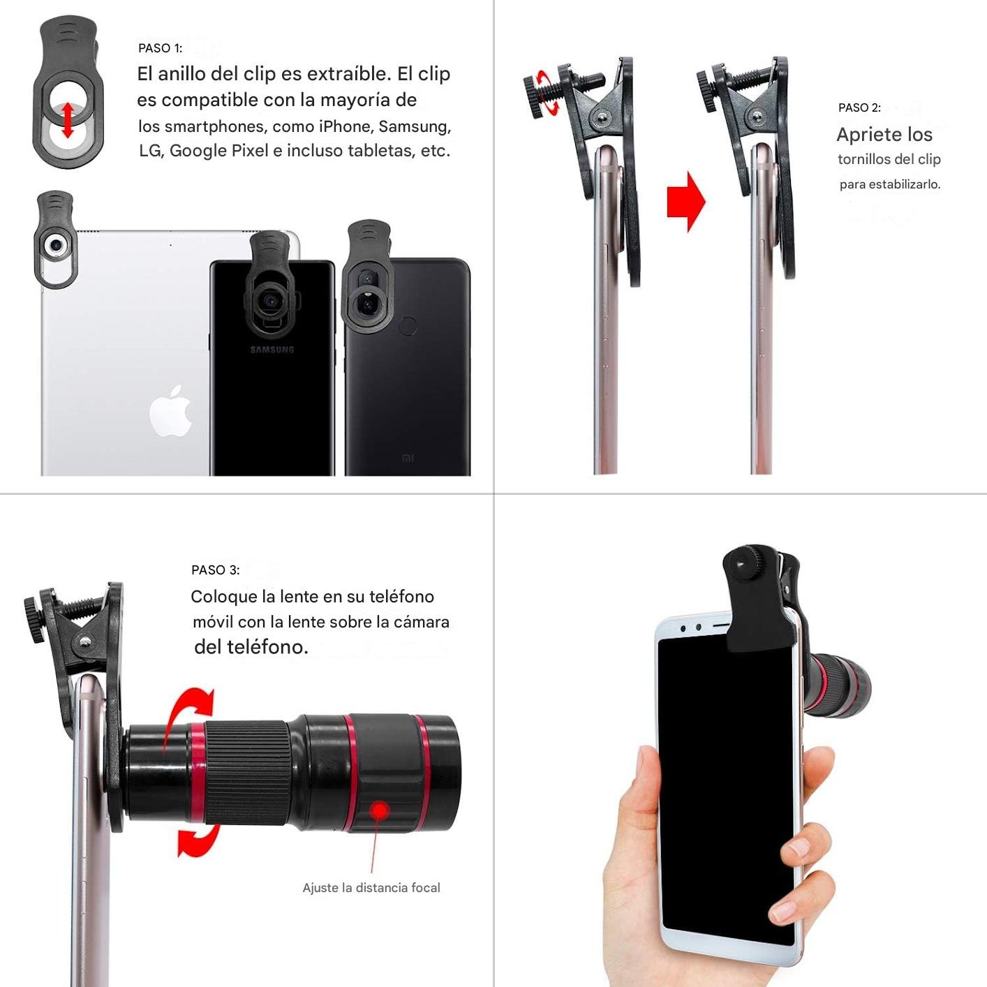 TELESCOPIO para Lente de la cámara del teléfono celular,zoom 20X, WYJ-20X telescope mobile phone - Imagen 2