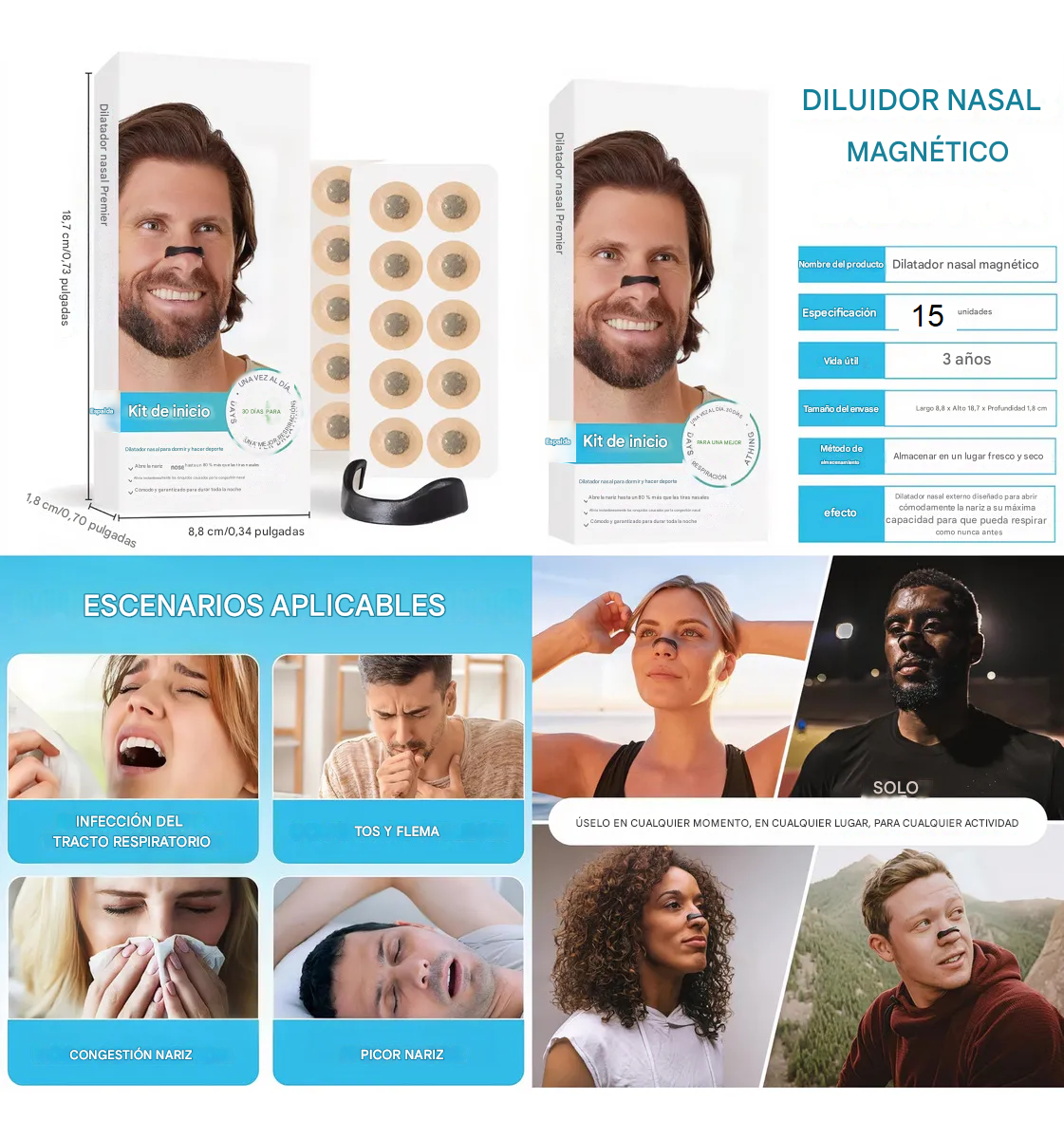 Kit De Dilatador Respiración Nasal Antirronquidos 15pcs - Imagen 5