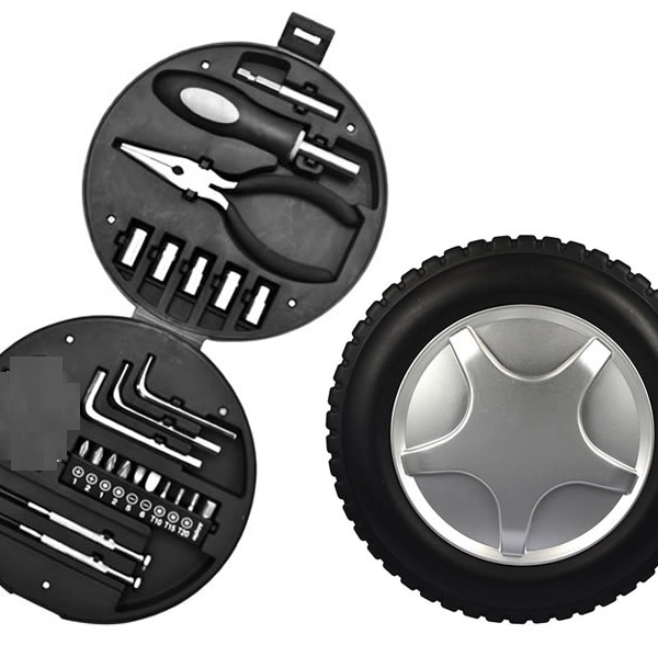 CAJA HERRAMIENTA mini 24 piezas estuche en forma de llanta tire shape tool kit