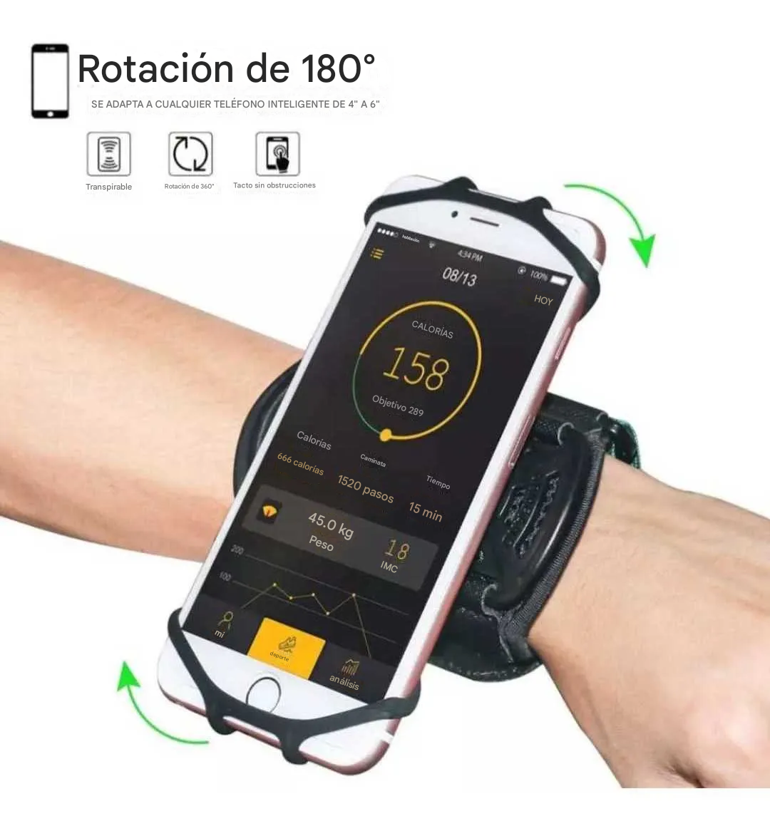 GANCHO PORTACELULAR Caucho Para Brazo, Uso En Deportes, Fitnees
