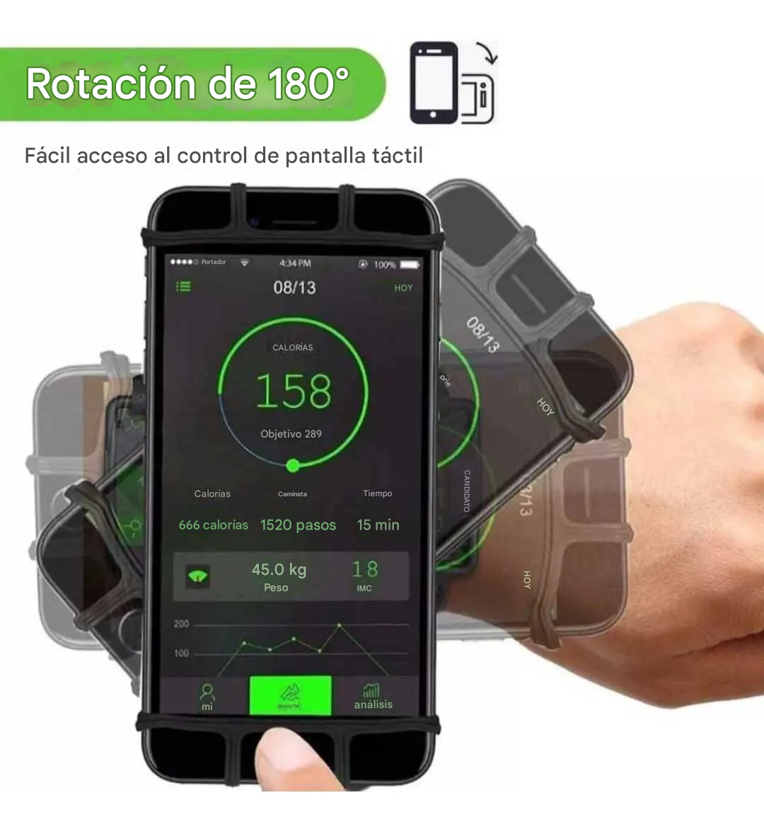 GANCHO PORTACELULAR Caucho Para Brazo, Uso En Deportes, Fitnees - Imagen 4