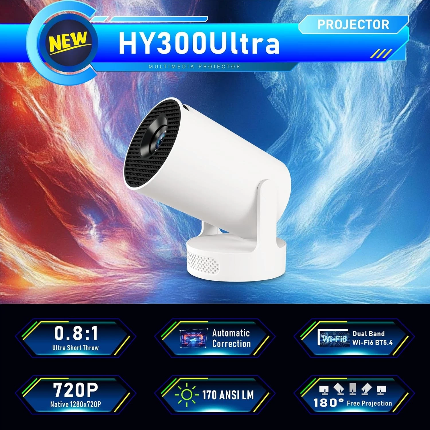 PROYECTOR Mini Projector, HY300Ultra Portable Projector with WiFi (xupermagis) - Imagen 3