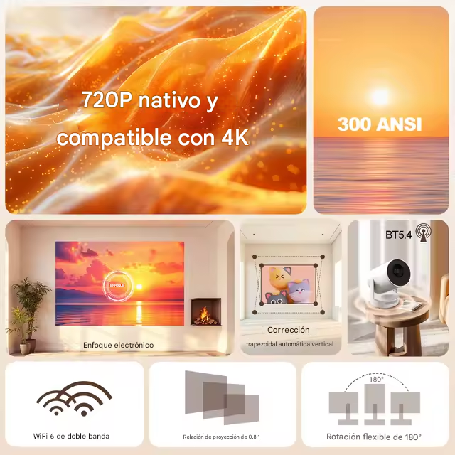 PROYECTOR Mini Projector, HY300Ultra Portable Projector with WiFi (xupermagis) - Imagen 7