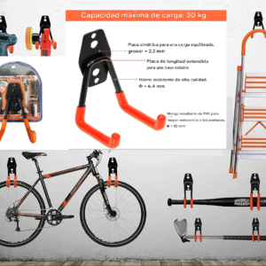 SOPORTE  ACERO PARED GANCHO multicarfa 30kg garage storege utility double hoo k