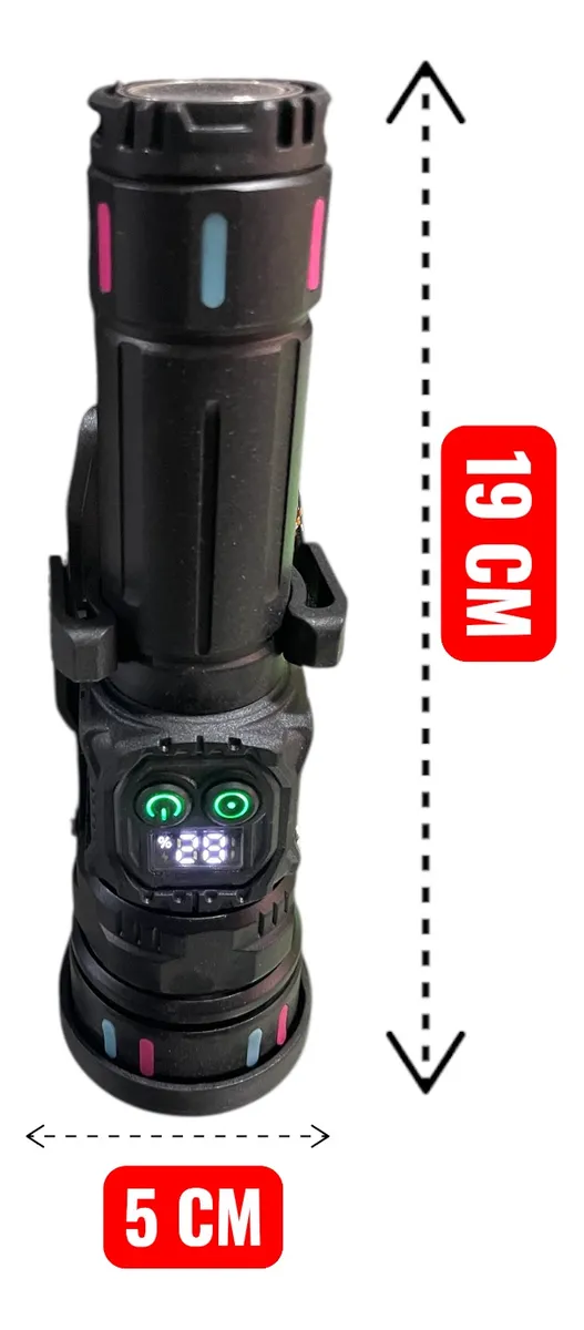 LINTERNA DE VIGILANTE Zoom Táctica Con Base E Imán Recargable Modelo W5242 - Imagen 3