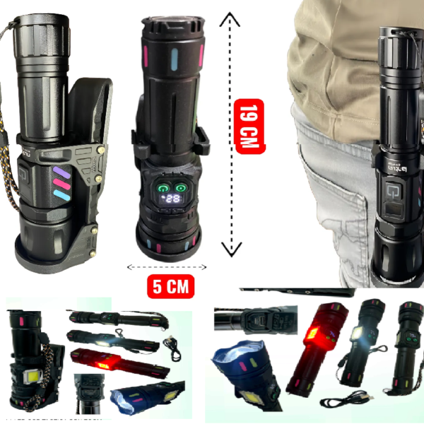 LINTERNA DE VIGILANTE Zoom Táctica Con Base E Imán Recargable Modelo W5242