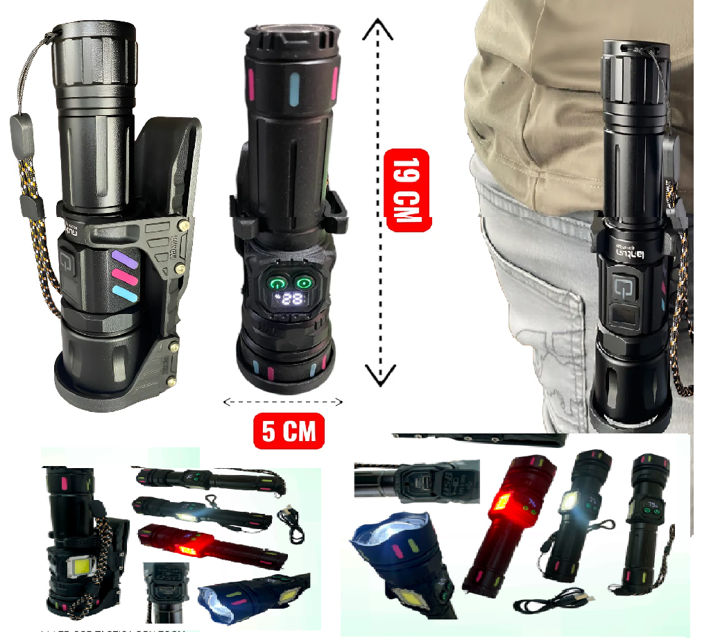 LINTERNA DE VIGILANTE Zoom Táctica Con Base E Imán Recargable Modelo W5242