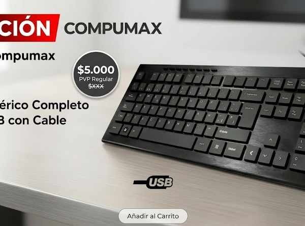 TECLADO USB sin caja PROMO Compumax Español Numérico Cableado USB Negro ck-440u
