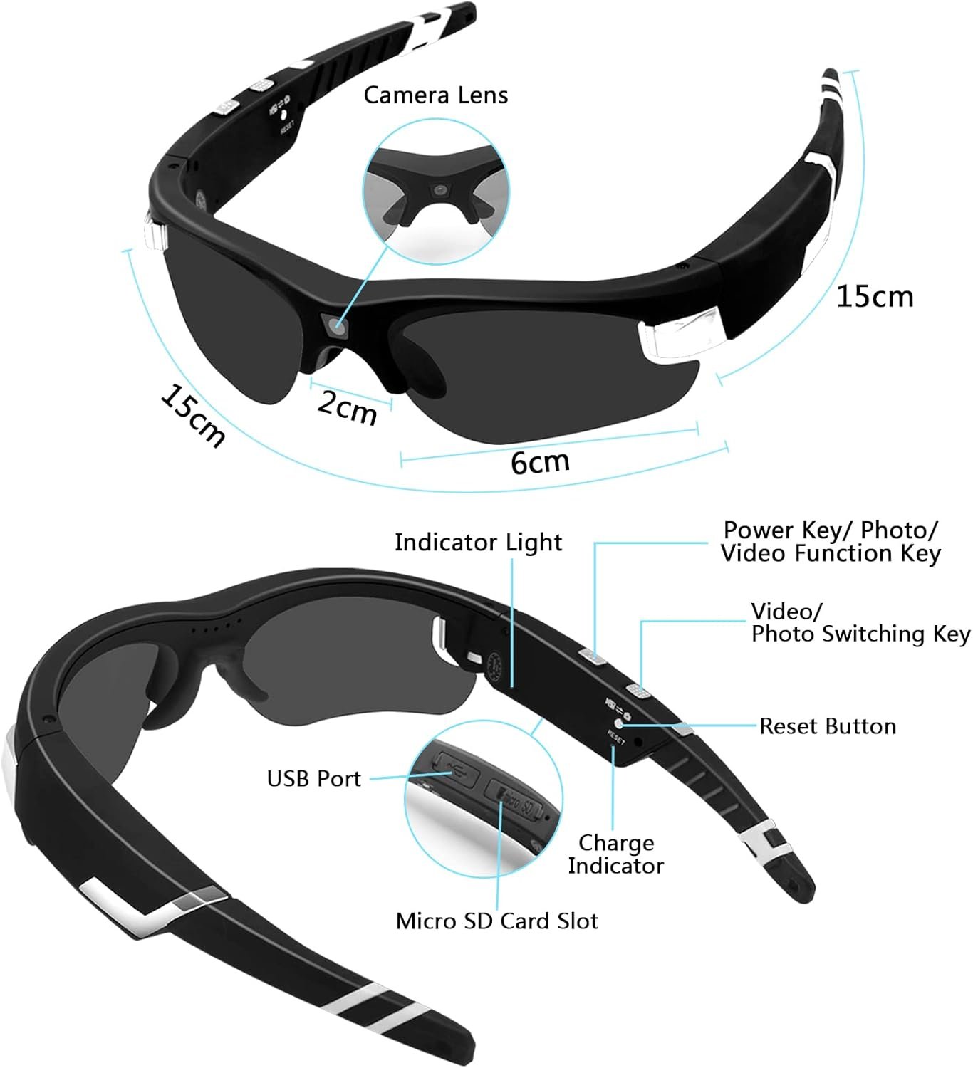 GAFAS CAMARA ACCION DEPORTAVA Andowl Q-SC5000 - Imagen 4