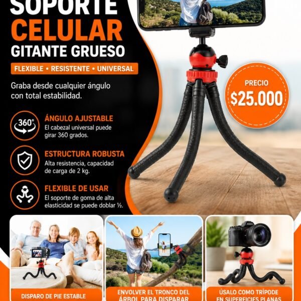 TRIPODE PARA CELULAR PULPO GRUESO FLEXIBLE