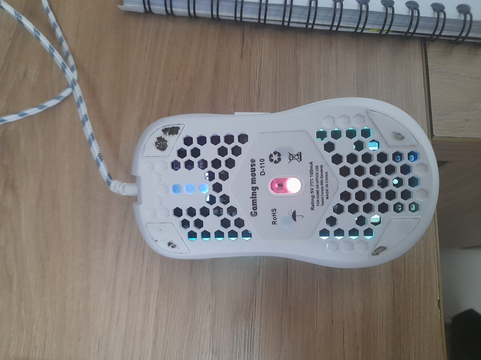MOUSE GAMER D-110 ultraligero panal de abeja,12800 DPI, 6 botones RGB , cable sin arrastre - Imagen 8