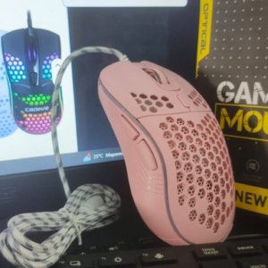 MOUSE GAMER D-110 ultraligero panal de abeja,12800 DPI, 6 botones RGB , cable sin arrastre