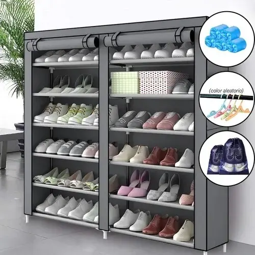 ORGANIZADOR DE ZAPATERO forro 2x6 Nivel (113x107cm) 36 Par multifuncional shoe cabinett - Imagen 2