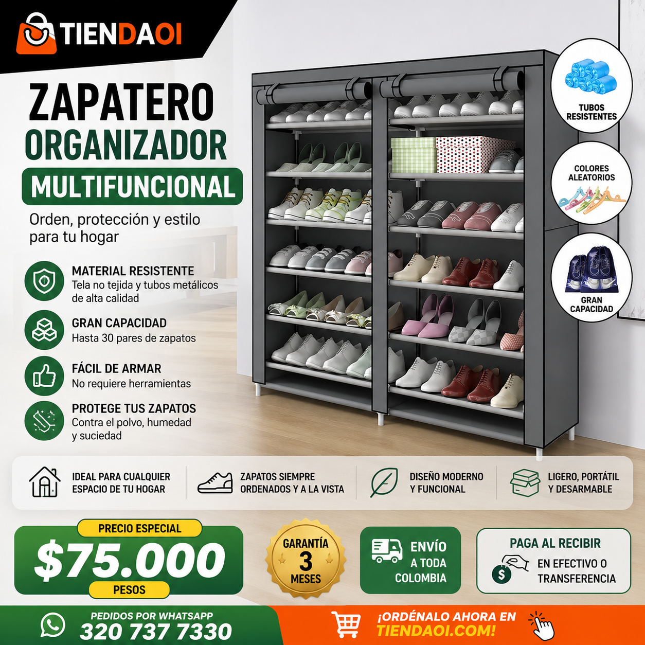 ORGANIZADOR DE ZAPATERO forro 2x6 Nivel (113x107cm) 36 Par multifuncional shoe cabinett