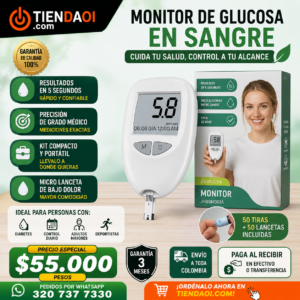 GLUCOMETRO monitoriza la glucosa en sangre  el azúcar doméstico  50Tiras 50 Lancetas lapiz