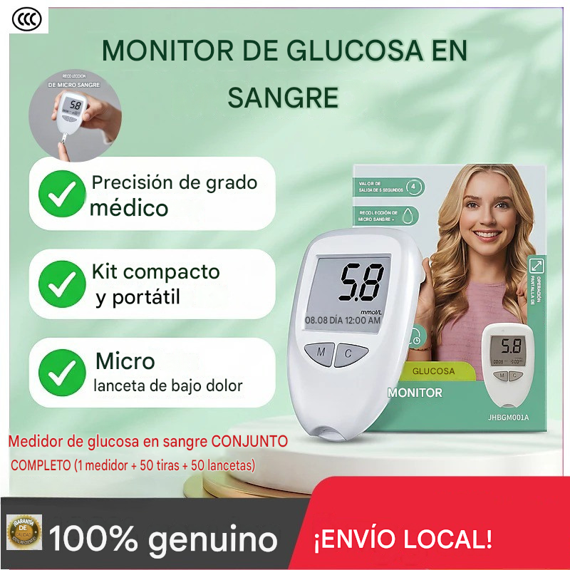 GLUCOMETRO monitoriza la glucosa en sangre el azúcar doméstico 50Tiras 50 Lancetas lapiz - Imagen 5