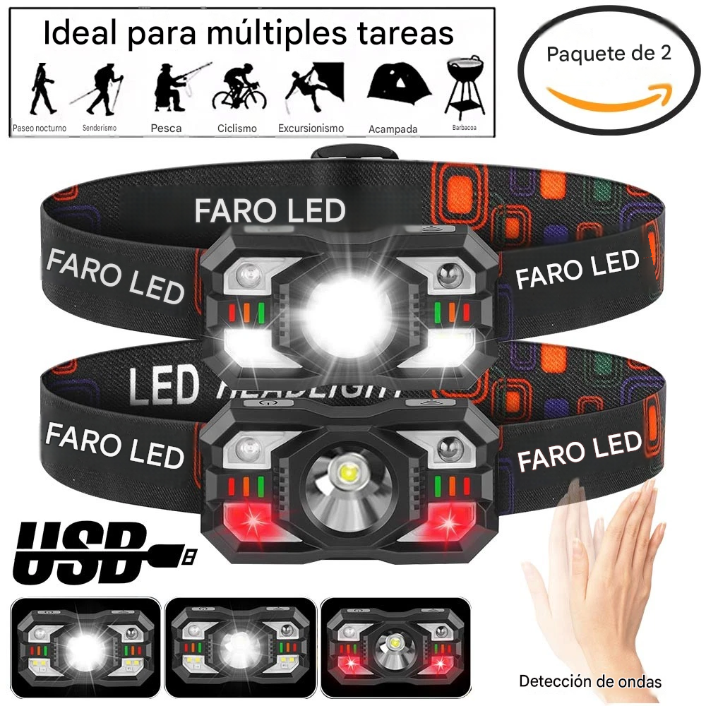 LINTERNA Minera sensor zl-009 usb LED Roja, IPX4, 2000LM, (2x40mil) - Imagen 11