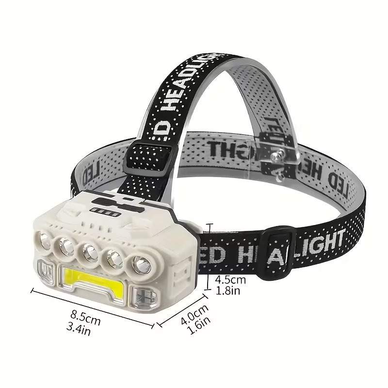 LINTERNA Minera cabeza Frontal BRIGHT HX-817S LED + COB, Recargable, 5 Modos, Resistente al Agua - Imagen 9