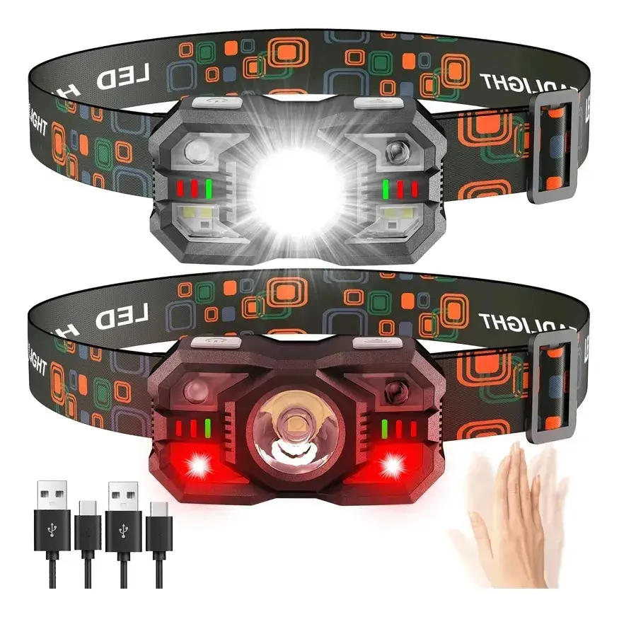 LINTERNA Minera sensor zl-009 usb LED Roja, IPX4, 2000LM, (2x40mil) - Imagen 7