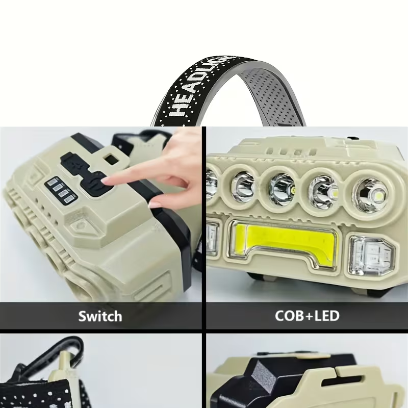 LINTERNA Minera cabeza Frontal BRIGHT HX-817S LED + COB, Recargable, 5 Modos, Resistente al Agua - Imagen 3