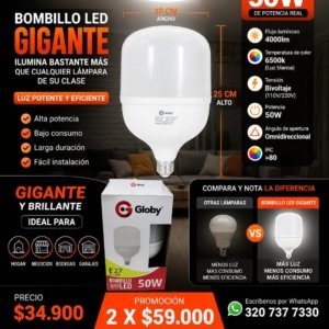 BOMBILLO AHORRADOR Gigante 50W E27 Globy
