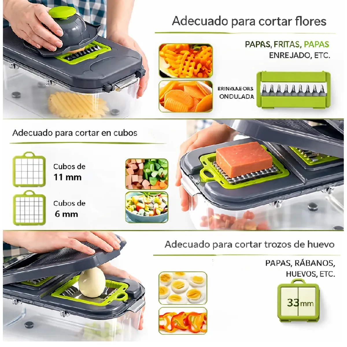 CORTADOR Picatodo De Verduras Multifuncional 22 Piezas Picador Manual VEGGIE SLICER - Imagen 3