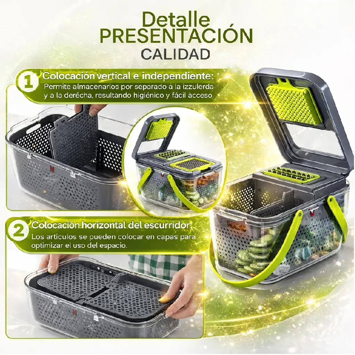 CORTADOR Picatodo De Verduras Multifuncional 22 Piezas Picador Manual VEGGIE SLICER - Imagen 4