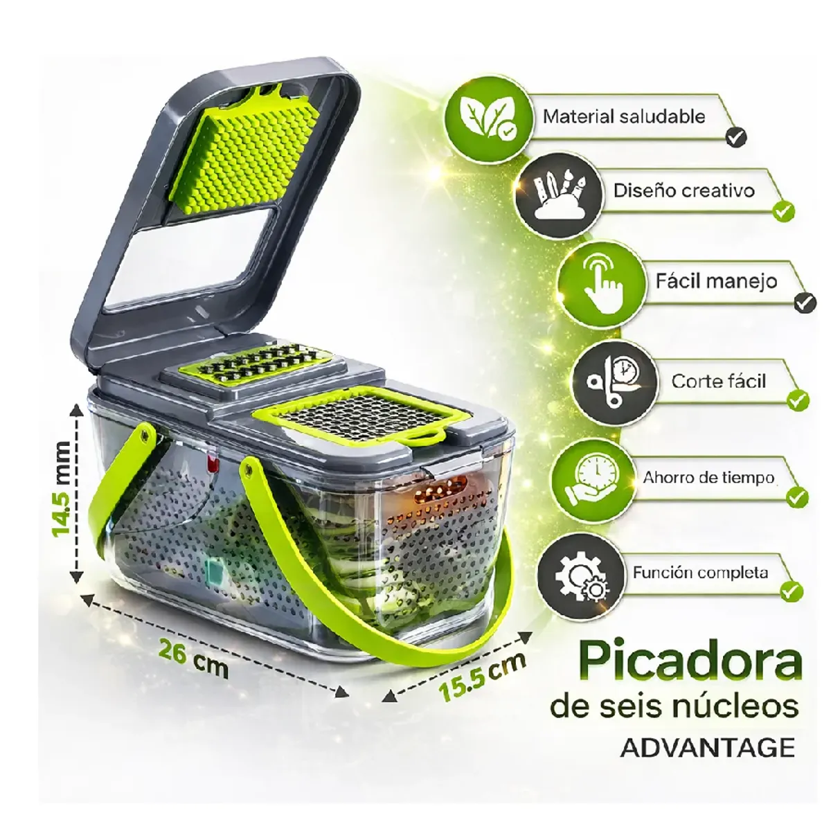 CORTADOR Picatodo De Verduras Multifuncional 22 Piezas Picador Manual VEGGIE SLICER - Imagen 5