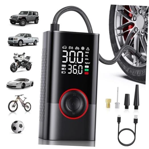 COMPRESOR AIRE 30s mini inflador recargable 150PSI Digital (portable inflator)