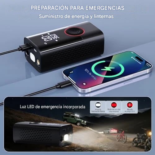COMPRESOR AIRE 30s mini inflador recargable 150PSI Digital (portable inflator) - Imagen 8
