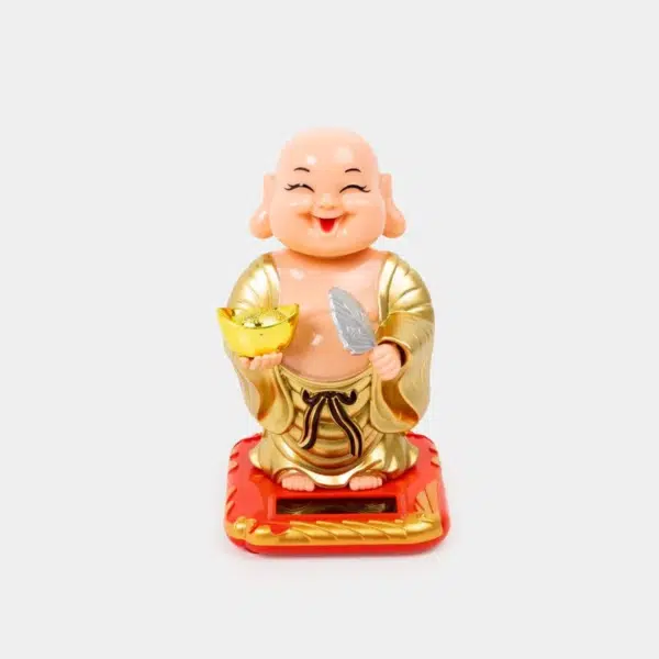 BUDA DORADO Solar con movimiento original Figura de 10.4 cm