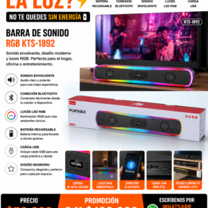 PARLANTE BARRA SONIDO BLUETOOTH RADIO KTS-1892 40cm