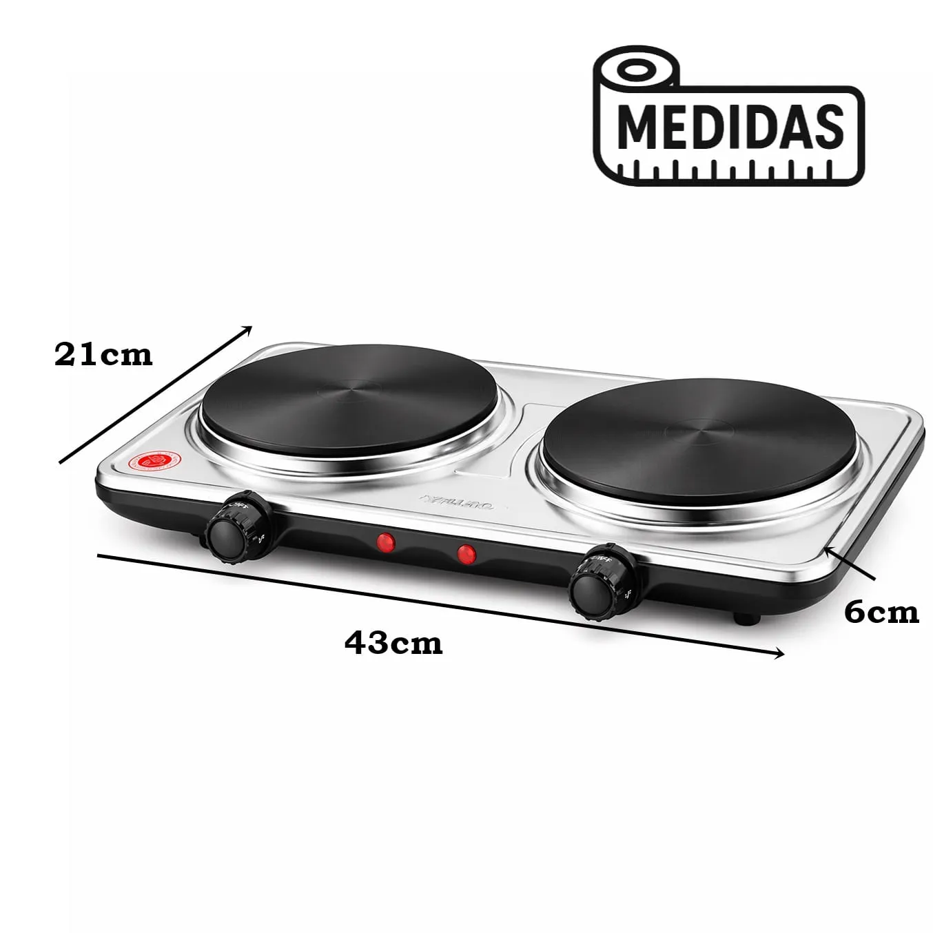 ESTUFA INOX DOBLE MINI ELECTRICA METAL PIEDRA SOKANI SK-5102 2000W - Imagen 6