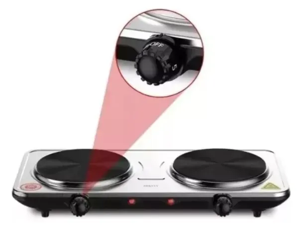 ESTUFA INOX DOBLE MINI ELECTRICA METAL PIEDRA SOKANI SK-5102 2000W - Imagen 5