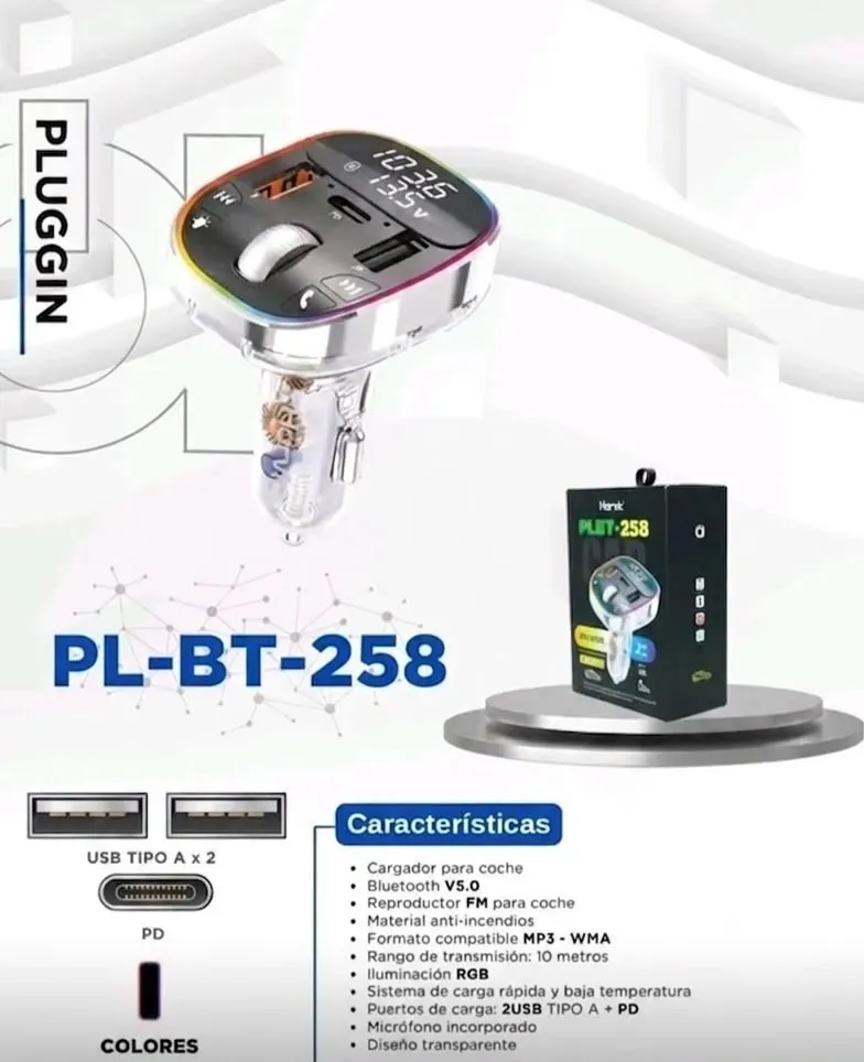 ADAPTADOR Bt Cargador Para Carro Harvic PL-BT258