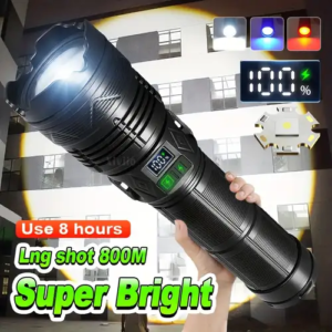 Linterna Gigante 26cm zoom tripode luces lentes colores ultra potentes  y 1500W, pesca. 2918-3