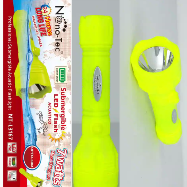 LINTERNA SUMERGIBLE RECARGABLE nanotec 24h nt-3167 7wats led acuatuico micro halogeno